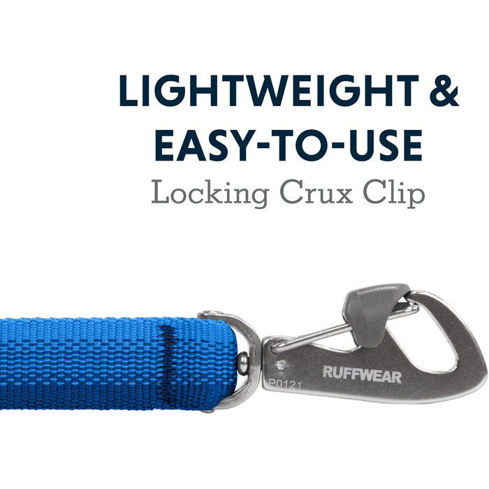 RUFFWEAR Front-Leine – легкий повідок для собак 1,5 м, міцний з м'якою ручкою, надійний обертовий Crux-Clip, плоска стропа Tubelok, синій колір, універсальний розмір