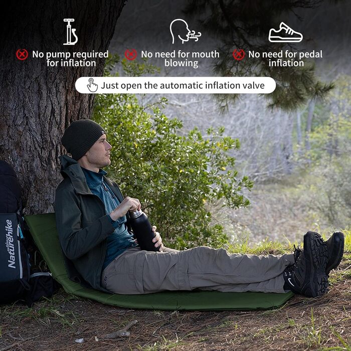 Самонадувний туристичний килимок Naturehike 5 см, з'єднуваний, утеплений, легкий, для кемпінгу, наметів і походів, R-значення 4.8