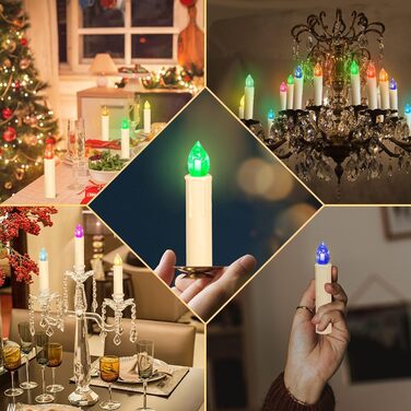 SunJas 40 шт. різнокольорові бездротові LED свічки для ялинки, RGB гірлянда з пультом і таймером, новорічна ілюмінація