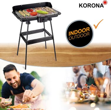 Електричний гриль Korona 46221 з великим XXL-гриль-решіткою 51x30 см, 2200 Вт, захист від вітру, контрольна лампа, вимикач безпеки, регулювання температури