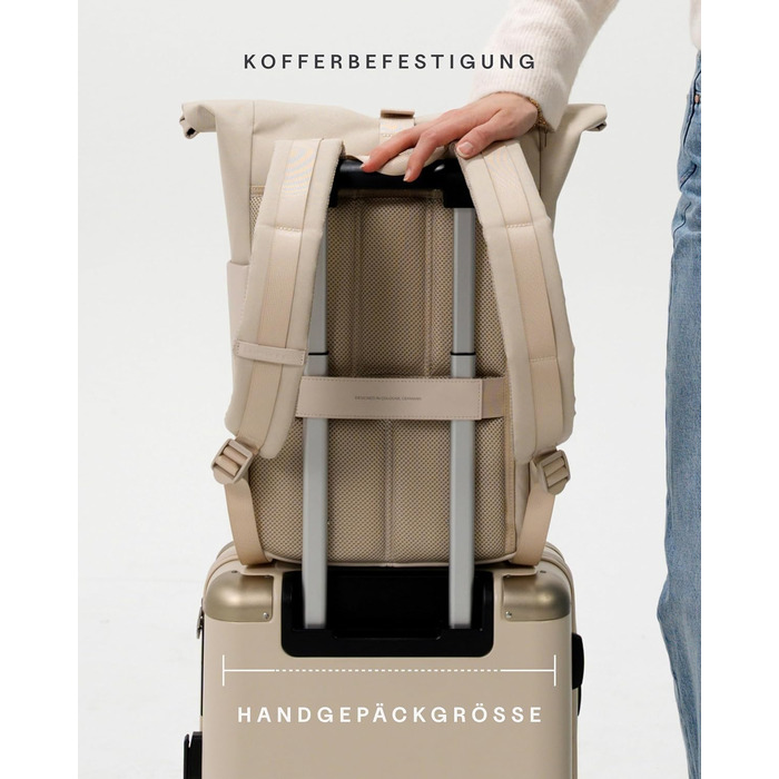 Рюкзак Kapten & Son Lund Basic 14-16 л, ролтоп, для подорожей, навчання та роботи, з відділенням для ноутбука 14'', унісекс, колір пісочний