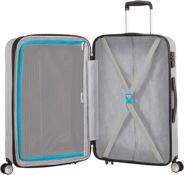 Валіза American Tourister Tracklite Spinner, велика, розширювана, 120 л, срібляста, 67 см