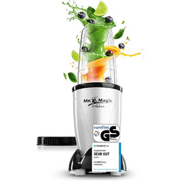 Блендер GOURMETmaxx Mr. Magic Mixer 4-в-1, міксер для смузі, подрібнювач, 8 функцій, з чашею та кришкою, для шейків, смузі, коктейлів