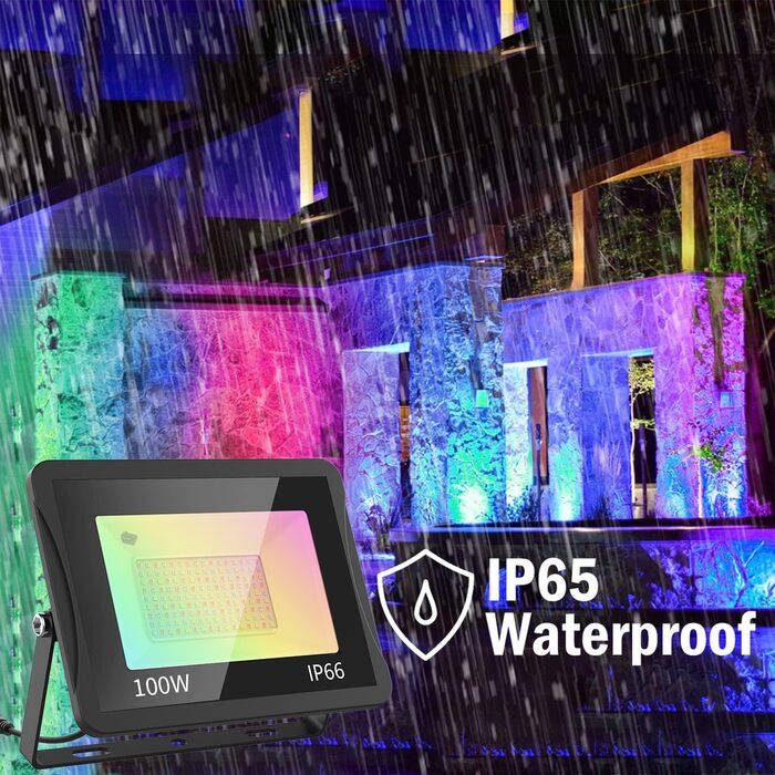 LED прожектори T-SUN 100W, 16 кольорів, IP66, для вулиці та саду, з пультом, набір 2 шт.
