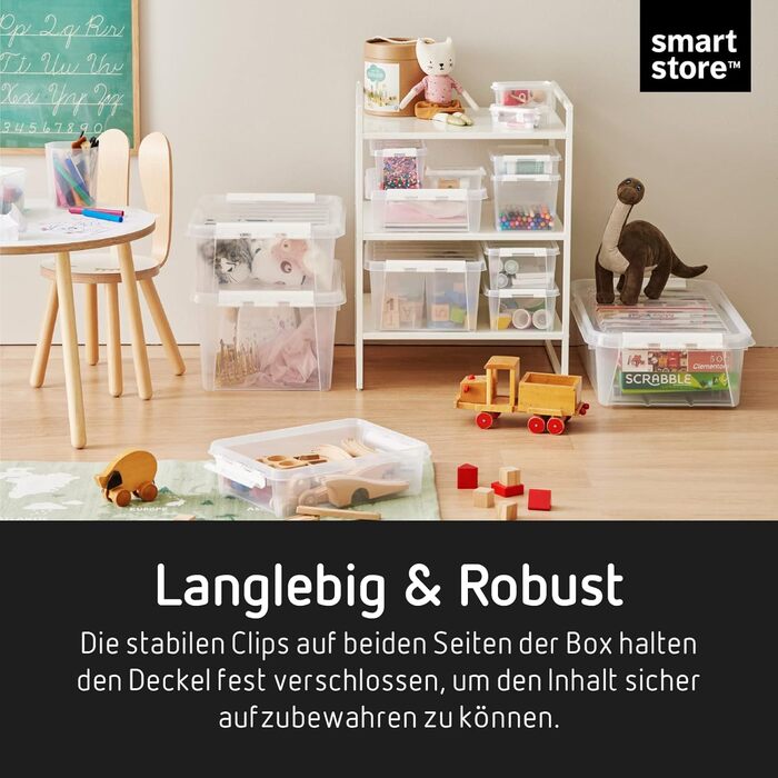 Набір з 10 контейнерів SmartStore Classic 2 л з кришкою, харчовий пластик, стійкі до ударів, для зберігання продуктів і речей, прозорі, 21x17x11 см, гарантія 10 років