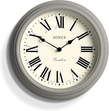 Настінний годинник JONES CLOCKS 30 см круглий зелений, римські цифри, класичний дизайн для кухні, вітальні або спальні