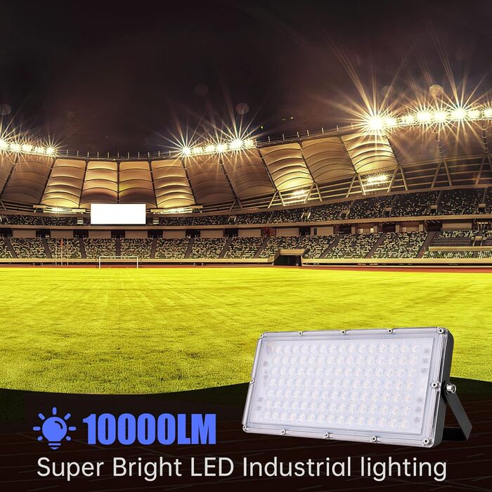 LED прожектор 300W 30000Лм, тепле біле світло 3000K, IP65, водонепроникний, вуличний світильник для саду, тераси, гаража, спортмайданчика, фабрики, майстерні (10 шт, 100W, тепле біле світло)