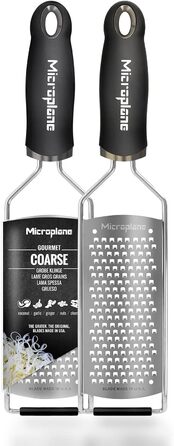 Терка Microplane грубого помолу для сиру, моркви, імбиру, кокосу та хрону, чорна з лезами з нержавіючої сталі, вироблено в США
