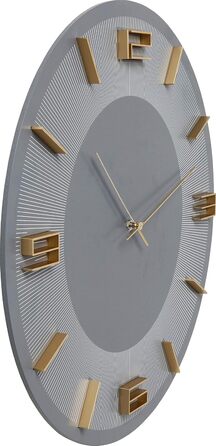 Настінний годинник Kare Design Leonardo золотий, 49 см, алюміній, сучасний стиль, круглий, для вітальні, спальні, офісу, батарейка не входить, сірий