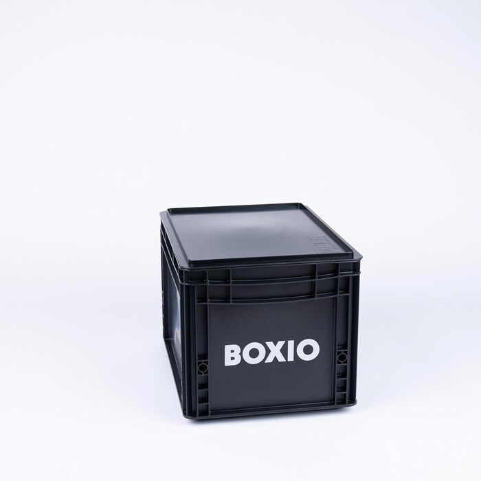 Пластикова ящик BOXIO SOLO з кришкою 40x30x28 см – Євробокс для зберігання, транспортування, кемпінгу, човна, підвалу чи саду, штабельований, набір 3 шт.