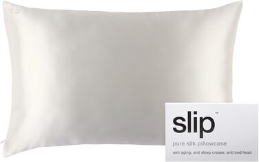 Наволочка SLIP з натурального шовку 22 моме, 51x76 см, біла, 100% шовк, дихаюча, гіпоалергенна, на блискавці