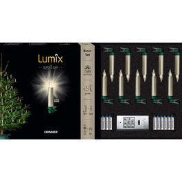Бездротові LED ялинкові свічки Lumix Superlight Mini, 12 шт, металік, з ІЧ-пультом, кашемір