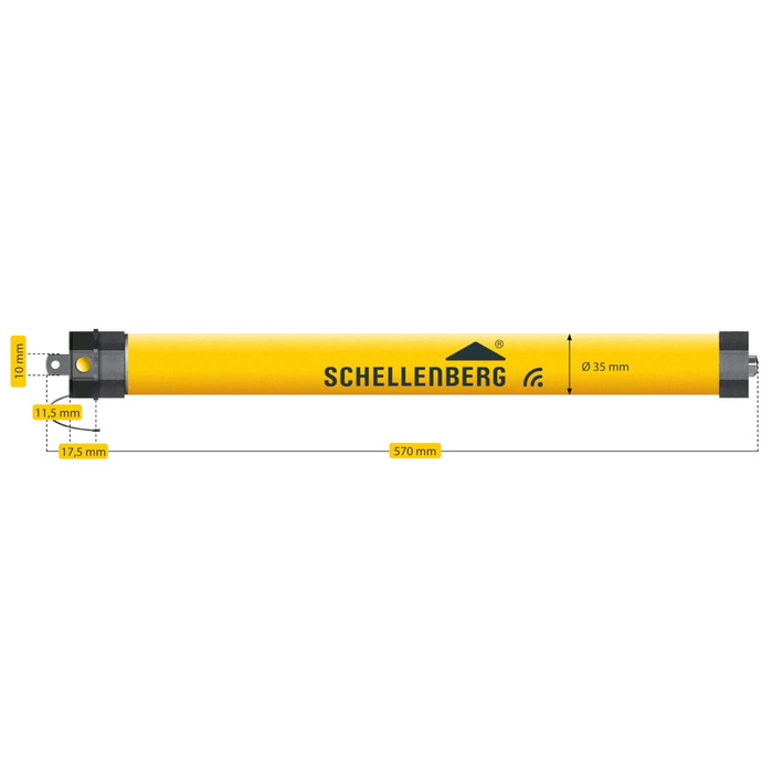 Електричний роликовий мотор Schellenberg Mini 6 Нм, механічне налаштування кінцевих положень, для ролет 40 мм, до 4 м², комплект з настінним кронштейном, преміум, до 6 м² / 10 Нм