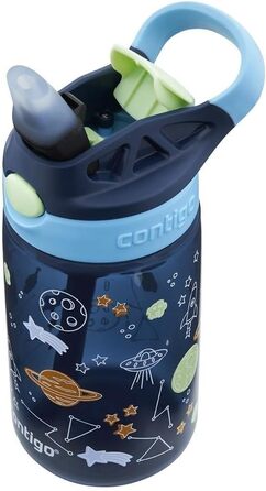 Дитяча пляшка для води Contigo Easy Clean Autospout із трубочкою, 420 мл, синя, пластикова, без BPA, 100% герметична, легке очищення, для школи, садка та спорту