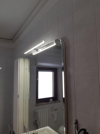 Azhien LED світильник для дзеркала у ванну 10Вт 820Лм, нейтральне біле світло 4000K, тонкий 14мм, 3-в-1 монтаж, IP44, 230В, настінна лампа 60см, без мерехтіння, для дзеркальної шафи (30см)