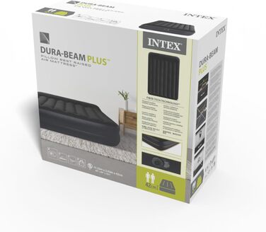 Надувне ліжко Intex Queen Pillow Rest Raised з подушкою, Fiber-Tech, 152x203x42 см, чорне/синє