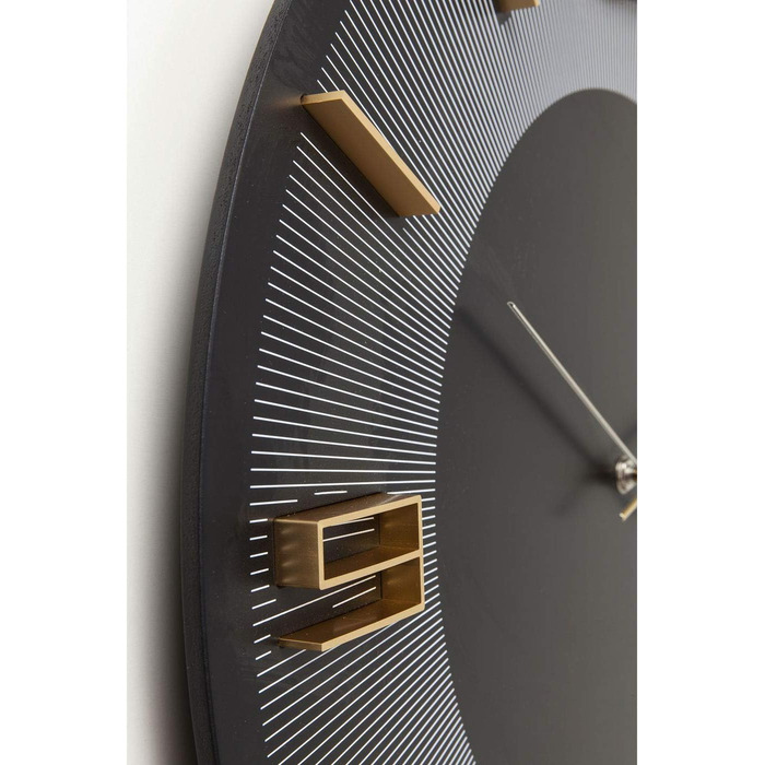 Настінний годинник Kare Design Leonardo, чорний/золотий, 49 см, алюмінієвий, сучасний, круглий, для вітальні, спальні, офісу