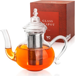 Чайник зі скляним ситечком 1,15 л, 3 мм, Teapot Sahara, термостійке скло, нержавіюча сталь 304, для чаю, з підігрівачем