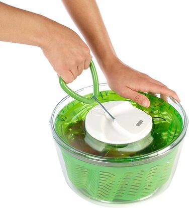 Сушарка для салату Zyliss Easy Spin 2, 6 л, пластикова, зелена, з чашею, технологія Aquavent