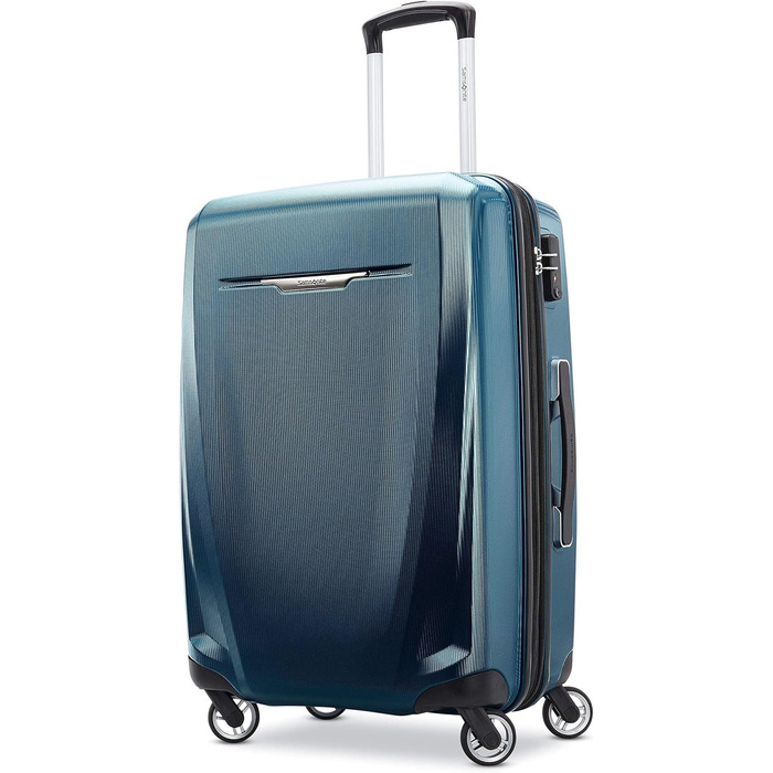 Жорстка валіза Samsonite Winfield 3 DLX на колесах, універсальний розмір, ручна поклажа, середня, синя