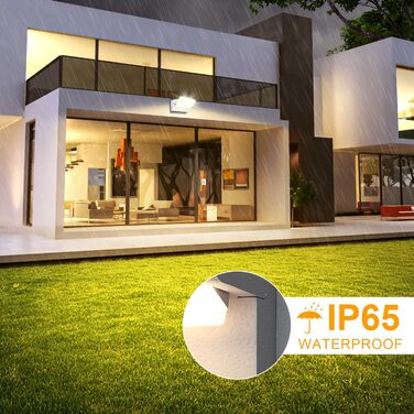 LEDMO Настінний LED світильник 60W, 5000 Лм, білий, поворотний 360°, IP65, тепле світло 3000K, для тераси, входу, саду