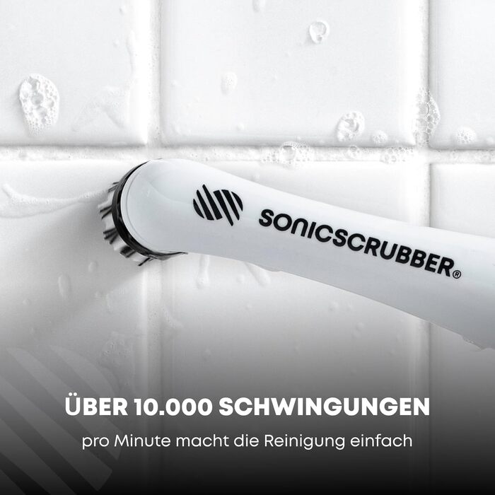 Електрична щітка SonicScrubber для прибирання кухні та ванної, 4 насадки, батарейки AA в комплекті