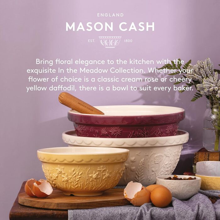 Велика керамічна миска Mason Cash 29 см, 4 л, рожева – для тіста, з міцного стійкого до сколів кам'яного посуду, для хліба, пирогів, піци