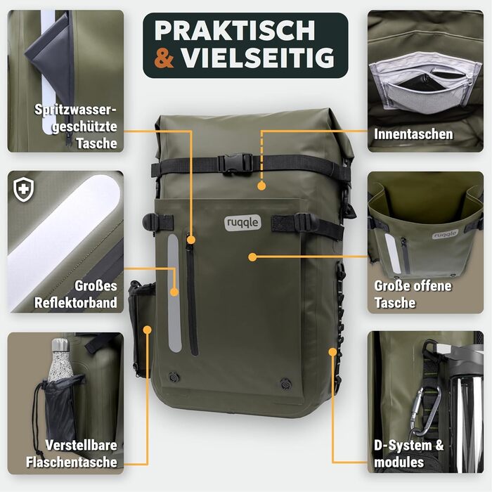 Водонепроникний рюкзак Dry Bag 20/30/45 л з 3 зовнішніми кишенями, RollTop, для пляжу, човна, каяка, туризму, риболовлі та мотоцикла