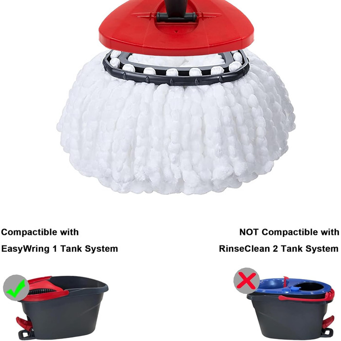 Набір із 6 змінних насадок з мікрофібри для швабри O-Ceda EasyWrin Spin Mop, запасні головки для легкого прибирання