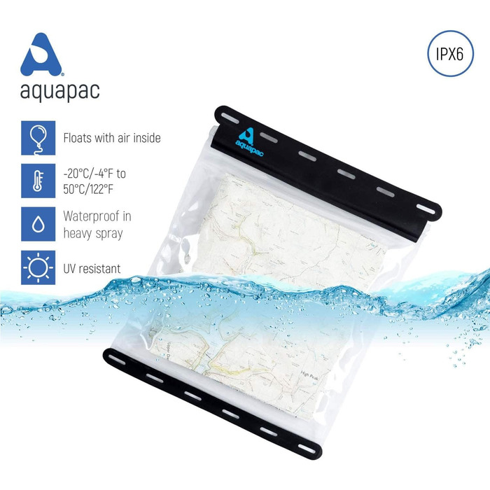 Водонепроникний тримач для карт Aquapac 30x30 см, прозорий кейс для каякінгу, кемпінгу та аксесуарів