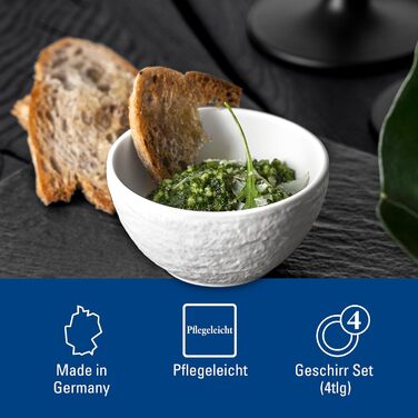 Набір соусників Villeroy & Boch Manufacture Rock blanc, 4 шт., преміум порцеляна, білий, для соусів і закусок, можна мити в посудомийній машині