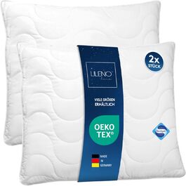 Подушка LILENO HOME 80x80 см [набір 2 шт.] – гіпоалергенна, антибактеріальна, для здорового сну, придатна для прання при 95°C, для алергіків