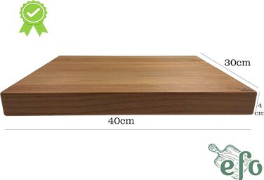 Дерев'яна обробна дошка EFO з бука 40x30x4 см — масивна кухонна дошка для м'яса, хліба та овочів, міцний хакблок XXL