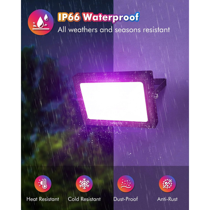 Світлодіодний прожектор MEIKEE 25W RGB з пультом, 30 режимів, 10 кольорів, пам'ять, IP66, 6 рівнів яскравості, для вечірок, бару, будинку, Хелловін, 2 шт.