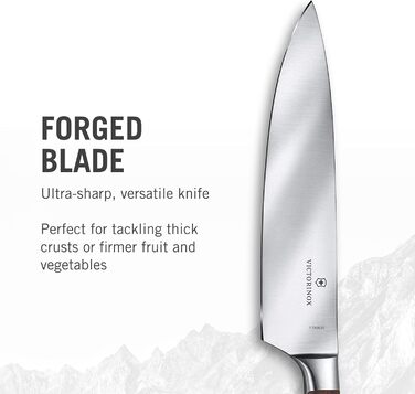 Професійний ніж для нарізання Victorinox Grand Maître, 20 см, надгостре лезо з прямим заточенням, дерев'яна ручка, нержавіюча сталь, коричневий