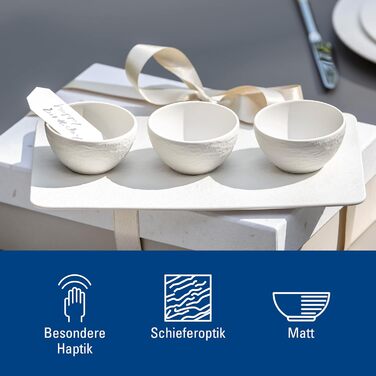 Набір соусників Villeroy & Boch Manufacture Rock blanc, 4 шт., преміум порцеляна, білий, для соусів і закусок, можна мити в посудомийній машині