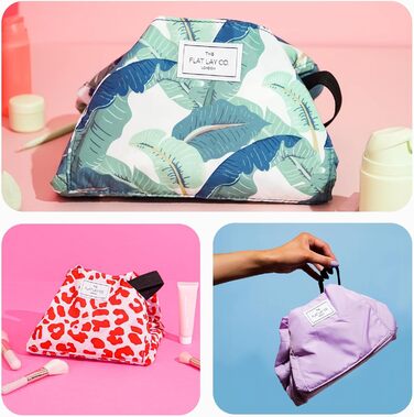 Косметичка-органайзер з шнурком The Flat Lay Co для подорожей, з тримачем для пензлів і кишенею на блискавці, класичний чорний колір