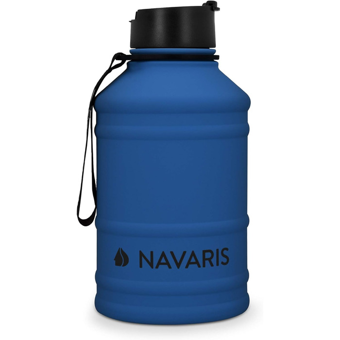 Navaris спортивна пляшка для води 2,2 л з нержавіючої сталі, BPA Free, синя, для тренувань, спортзалу, велика місткість
