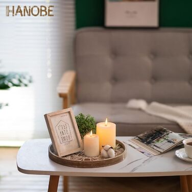 Дерев'яне декоративне піднос Hanobe 30 см, вінтаж, круглий, для свічок, сервірування, кухня, стіл, бохо-шик, браун