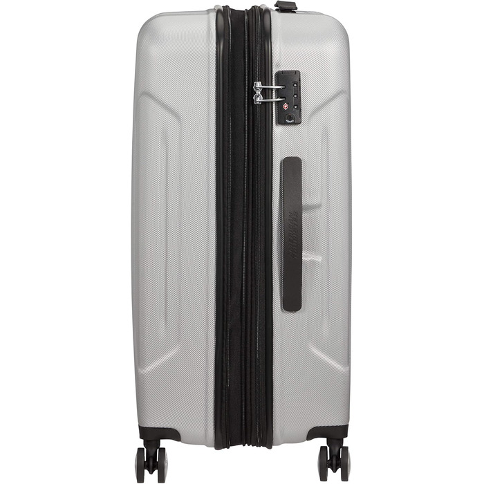 Валіза American Tourister Tracklite Spinner, велика, розширювана, 120 л, срібляста, 67 см
