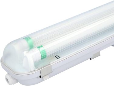 HOFTRONIC LED світильник для вологих приміщень 150 см, 60 Вт, 10500 лм, холодне біле світло 6000K, без мерехтіння, з'єднуваний, IP65, T8, подвійний, для гаража, підвалу, офісу