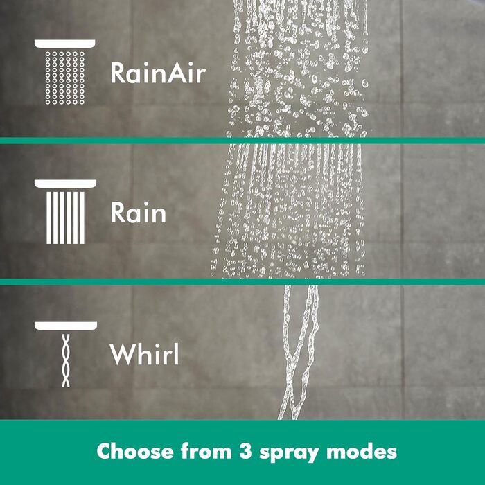 Душова лійка hansgrohe Raindance Select E 120 мм, 3 режими, EcoSmart 9 л/хв, антикальц, квадратна, поліроване золото