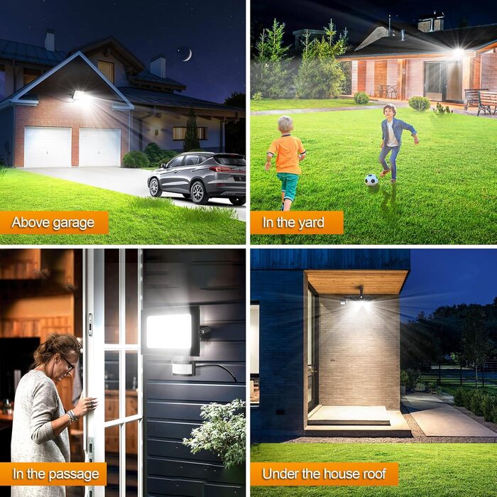 LED прожектори з датчиком руху та пультом, 150Вт, 6500K, IP66, для вулиці, двору, саду, гаража, 2 шт.
