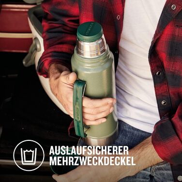 Термос Stanley Classic Legendary, нержавіюча сталь, 1 л, 24-32 год тримає тепло/холод, BPA Free, кришка-чашка, для напоїв, для подорожей