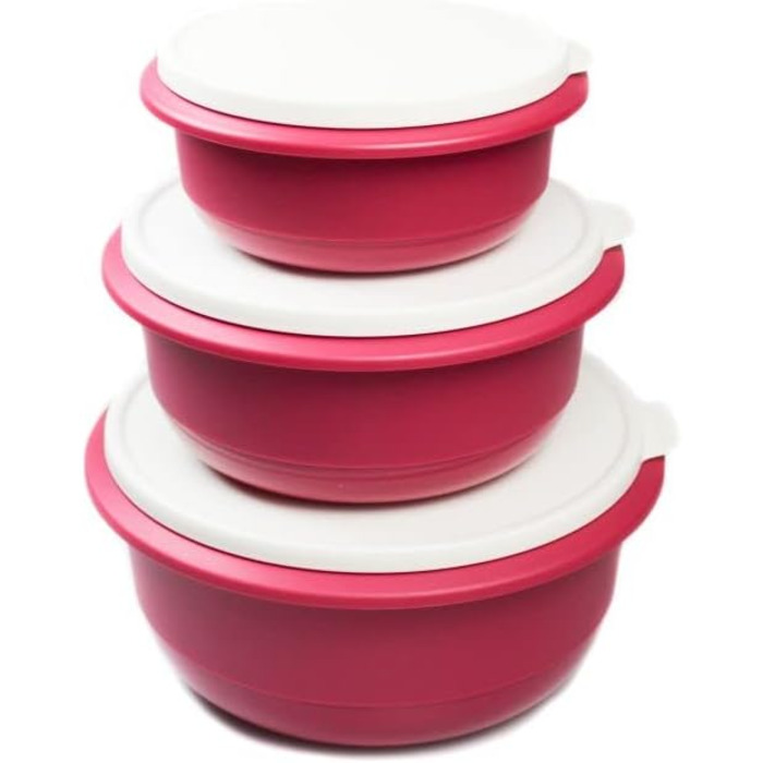 Миска для замішування Tupperware Pro 1,0 л, 2,0 л, 3,5 л, темно-рожева, набір для тіста