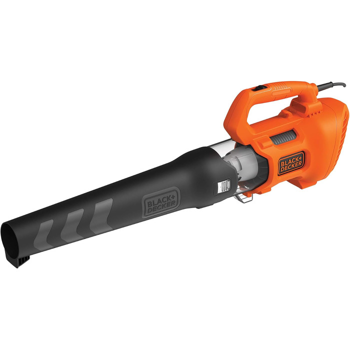 Акумуляторний садовий пилосос та повітродув BLACK+DECKER, електроаксіальний, 1850 Вт, швидкість 190 км/год, об'єм 765 м³/год, інтегрований скребок для листя