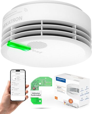 Датчик диму Hekatron Genius Plus X з радіомодулем, 10 років, переможець тестів, Німеччина