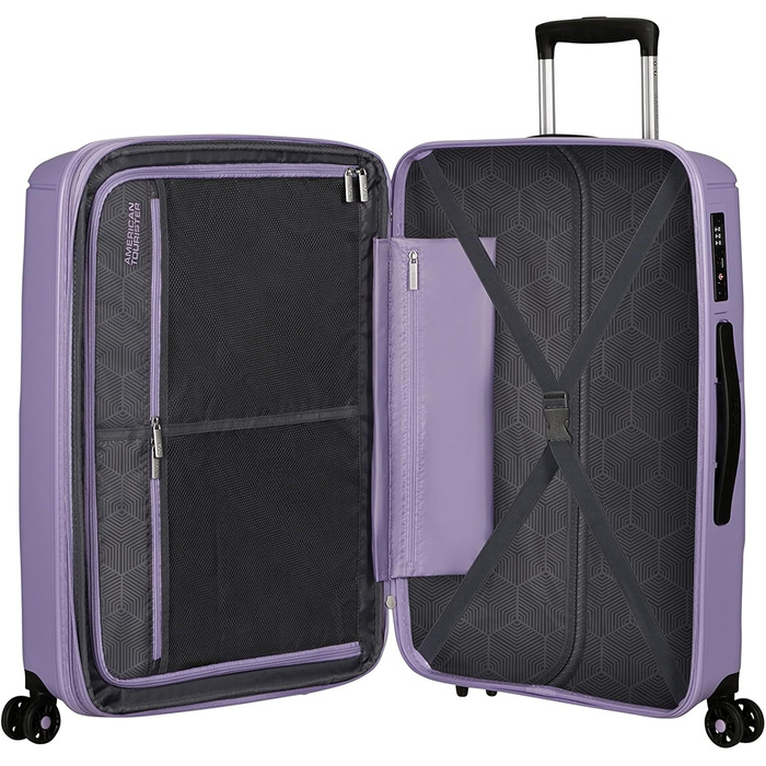 Валіза American Tourister Sunside Spinner L, розширювана, чорна та лавандова, 77 см, 118 л, поліпропілен