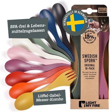 Набір ложка-вилка-ніж Light my Fire Spork Original 3-в-1 для кемпінгу, 4/10 шт, біопластик, BPA-free