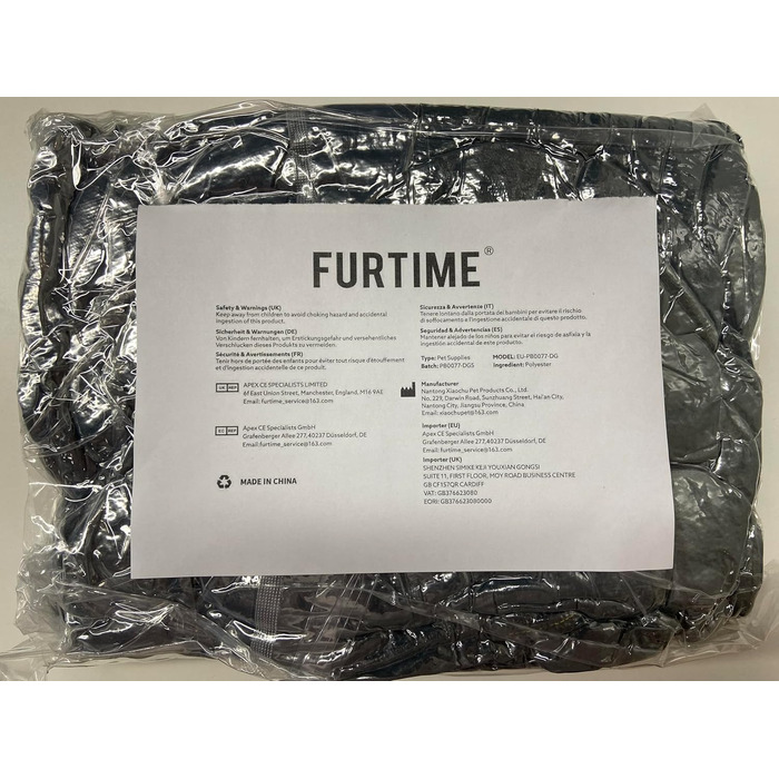 Ліжко для собак FURTIME XXL, м'яке, антистрес, для середніх і великих порід, знімний чохол, не ковзає, 106x80x23 см